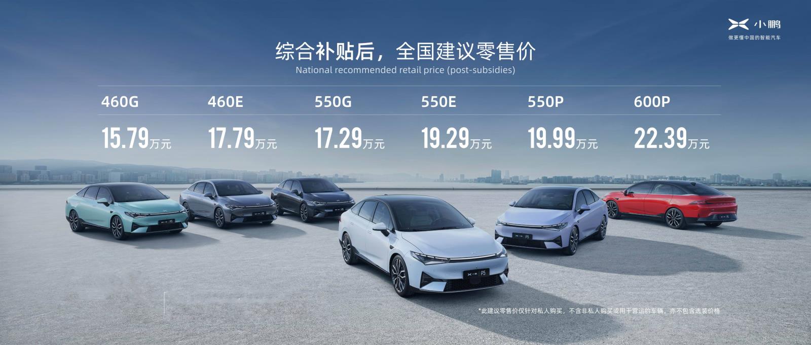 小鹏P5售价/来源：小鹏汽车官方